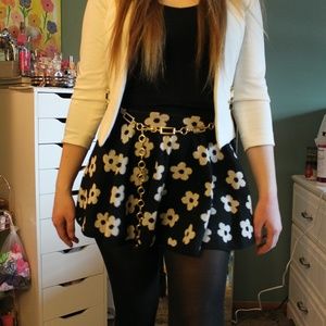 F21 knit skater skirt with floral pattern